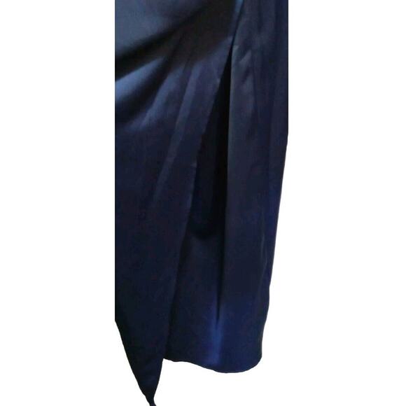 Lulus Navy Blue Spaghetti Strap Slip Maxi Dress XL Sexy Slit Wimsigoth Festival - Picture 6 of 10
